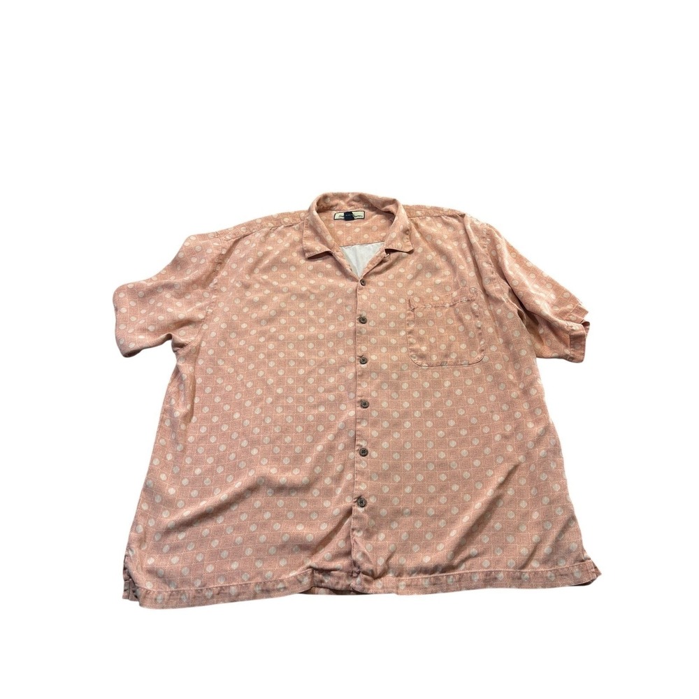 Vintage Tommy Bahama 100% Silk Camp Shirt Mens XXL Pink Polka Dot Y2K